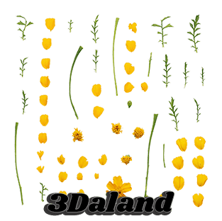 تکسچر گل‌های زرد و شاخه‌ سبز