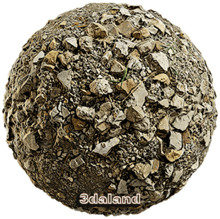دانلود تکسچر سطح سنگریزه درشت و خاک فشرده | Rough Gravel Ground Texture PBR 4K